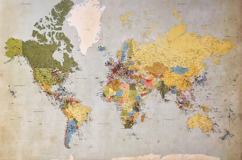 W Design Sync services worldwide map — US, UAE, Qatar, NZ