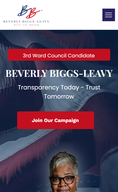 Beverly Biggs-Leavy mobile website screenshot