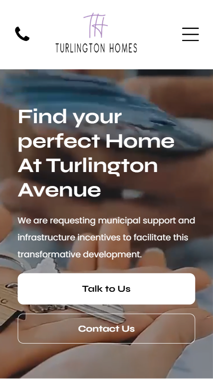 Turlington Homes mobile website screenshot